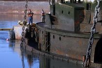 Raising of a tugboat Oakland Estuary 