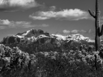 Rare shot of snow on the peaks of the Superstition Mountains in Arizona 