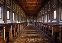 Reading Room of the Laurentian Library Biblioteca Medicea Laurenziana Florence Italy Designed and built by Michelangelo in - 