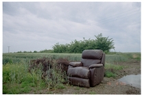 Recliner chair found abandoned off country lane in Essex UK