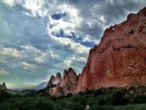 Red rock formations at Garden of the Gods Park in Colorado Springs CO 