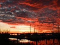 Red Sky At Night yesterday at northeast FL harbor 