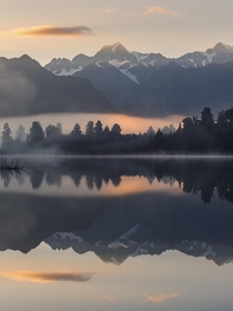 Reflection of Mount Cook in New Zealand 