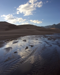Reflections in the braided stream at Great Sand Dunes CO 