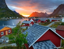 Reine Sunset Lofoten Islands Norway 