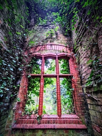 Remaining window of Lydiate Hall Not much left of this building but nice to look around no graffiti just nature taking over