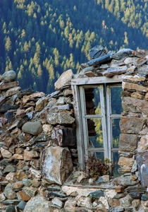 Remains of an abandoned house in a village destroyed by avalanche OC