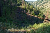 Remnants of Bridge  Camas Prairie Railroad Idaho which burned Sept  Taken July  