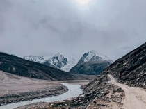 River Chenab Batal in the Indian cold desert of Spiti Himachal Pradesh 