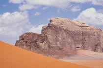 Rock and dune at Wadi Rum Jordan 
