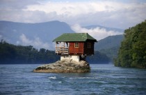Rock house on the river Drina near Bajina Basta Serbia 