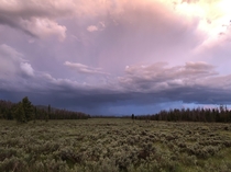 Rocky Mountain National Park -Thunderstorm at sunset 