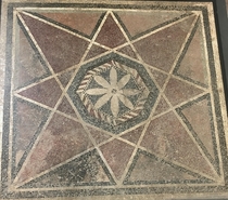 Roman floor mosaic from the ordinary triclinium in the Villa of Publius Fannius Synistor a space for everyday family meals not elite banqueting - BCE An -pointed star encloses an -petaled flower The window offered a direct view of Vesuvius Boscoreale Anti