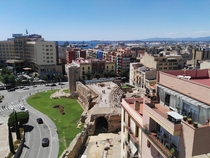 Roman ruins in the middle of Tarragona Spain