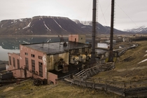 Rotting Soviet thermal power station in Piramida Svalbard Norway 