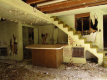 Ruined game room in an abandoned vacation home in East Tennessee Not shown is the fancy wine rack behind the counter