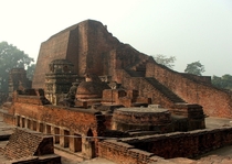 Ruins of th Century Nalanda Mahavihara University a large and revered Buddhist monastery destroyed by Muhammad Khalji in  CE Its said that its library burned for  months straight after its destruction