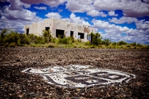 Ruins of the Painted Desert Trading Post on an abandoned alignment of Route  in Arizona 