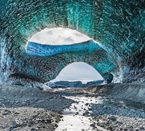 Sad and beautiful at the same time - a giant ice cave in Iceland forming during the melt off of the glaciers from global warming 