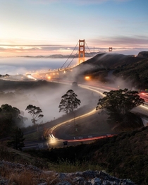 San Francisco Bay Area on Instagram A couple years back a few friends and I captured these beautiful conditions at the Golden Gate Bridge Its rare to see the fog make it up onto the freeway and it was such a perfect light covering that we might never capt