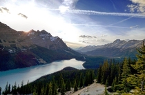 Sat down drank a beer and watched the sunset at peyto lake Doesnt get any better I love the Canadian Rockies 