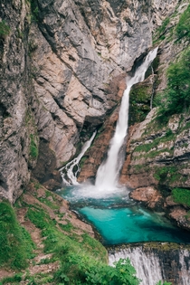 Savica Waterfall the source of Lake Bohinj Slovenia 