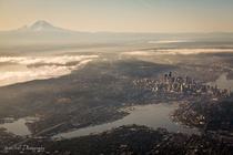 Seattle and Mt Rainier photo by Thatcher Kelley 