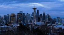 Seattle WA skyline at sunset 