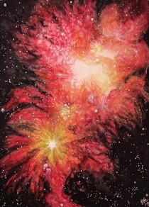 Section of the Christmas Tree Cluster in infrared Watercolor and gouache painted by me 
