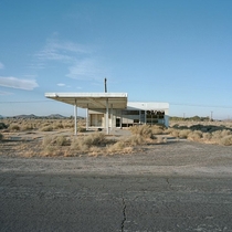 Self Serve Supreme North Edwards CA  Abandoned gas station along hwy  near edwards air force base way out on the roof of the mojave desert bulldozed in 