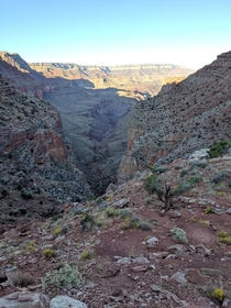 Seventy-five Mile Creek viewed from the saddle between Seventy-five Mile Canyon and Tanner Canyon of the Grand Canyon 