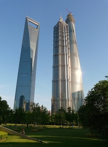 Shanghai L-R Shanghai World Financial Centerm Jin Mao Towerm Shanghai Towerm when complete