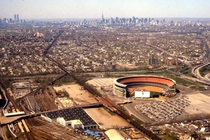 Shea Stadium with Manhattan in background 