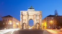 Siegestor is a triumphal arch in Munich commissioned by King Ludwig I of Bavaria designed by Friedrich von Grtner and completed by Eduard Mezger in  Its dimensions are  metres  ft high  metres  ft wide and  metres  ft deep Photo Thomas Wolf