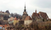 Sighisoara Transylvania and the medieval rooflines of the citadel 
