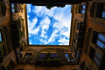 Sky over courtyard in Catania Sicily 