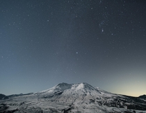 Slept in my truck at  degrees F to wake up and get this shot of Mt St Helens and Orion Washington USA 