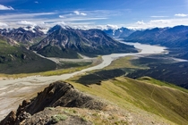 Slims River from Tachal Dhal Ridge Kluane NP Yukon 