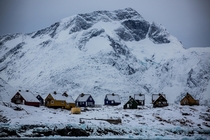 Small village in the fjords of West Greenland 