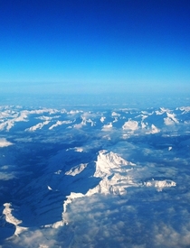 Snapped this picture of the Alps on a flight to Italy 