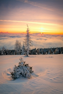 Snow and Clouds in Gerlitzen Austria 