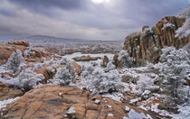 Snow Cover on The Granite Dells in Arizona