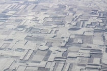 Snow-covered fields illusion midwest USA 
