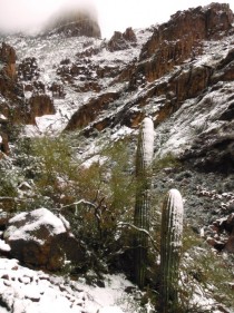 Snow on the Superstition Mountains Az 