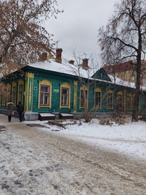 Snowfall in old Tatar Village Kazan Russia 
