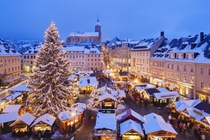 Snowy Christmas market in Bavaria Germany 