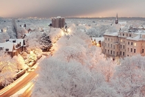 Snowy Dusk in Liverpool England x