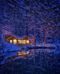 Snowy night in Switzerland