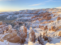 Snowy sunrise in Beautiful Bryce Canyon National Park   OC  IG nickbrownco