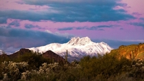 Snowy sunset on Four Peaks AZ 